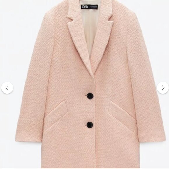Zara Pink Textured Weave Coat Size S NWT - Picture 2 of 6